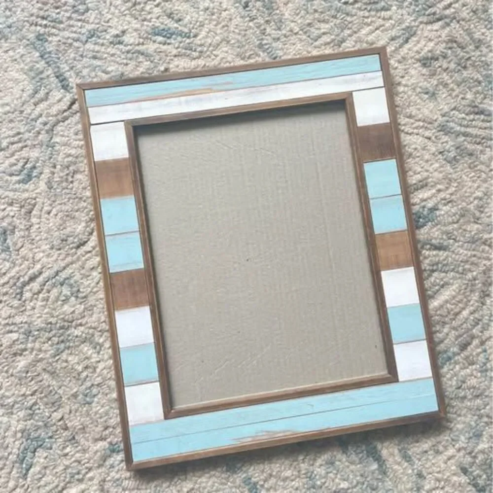 Rustic Wood Picture Frame Blue White Gray Brown Distressed Coastal Decor 18x15